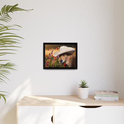 Canvas Wall Art - Peek-a-Boo Cowgirl Fanny in the flowers