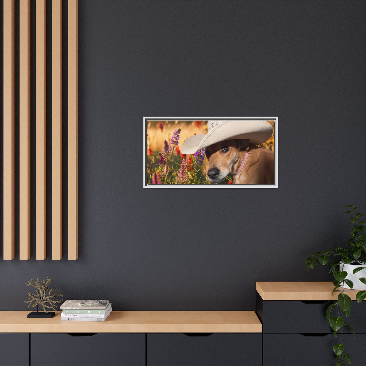Canvas Wall Art - Peek-a-Boo Cowgirl Fanny in the flowers