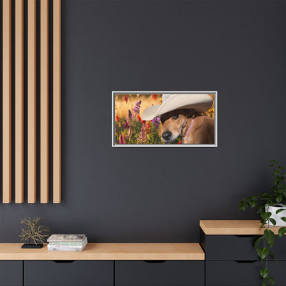 Canvas Wall Art - Peek-a-Boo Cowgirl Fanny in the flowers