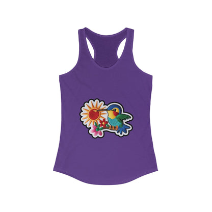 Floral Hummingbird Racerback Tank for Women - Perfect Summer Top