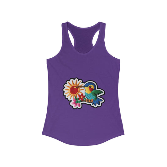 Floral Hummingbird Racerback Tank for Women - Perfect Summer Top