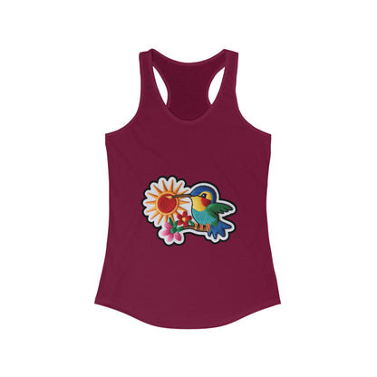 Floral Hummingbird Racerback Tank for Women - Perfect Summer Top