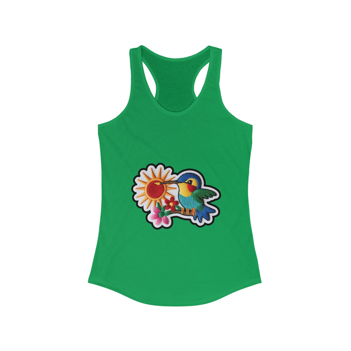 Floral Hummingbird Racerback Tank for Women - Perfect Summer Top