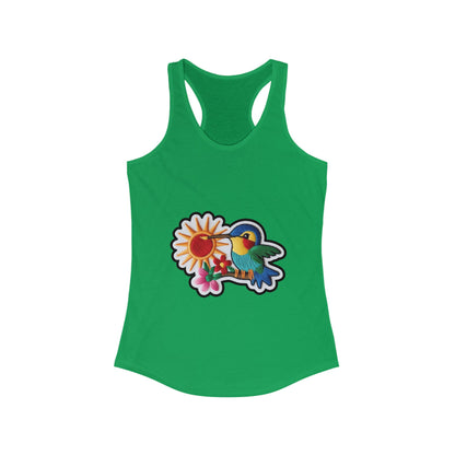 Floral Hummingbird Racerback Tank for Women - Perfect Summer Top