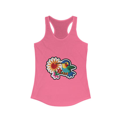 Floral Hummingbird Racerback Tank for Women - Perfect Summer Top