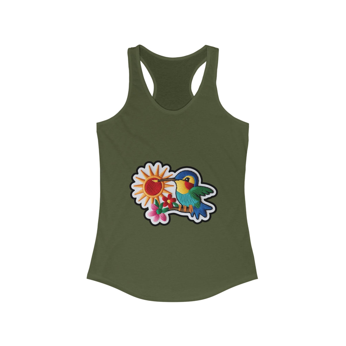 Floral Hummingbird Racerback Tank for Women - Perfect Summer Top
