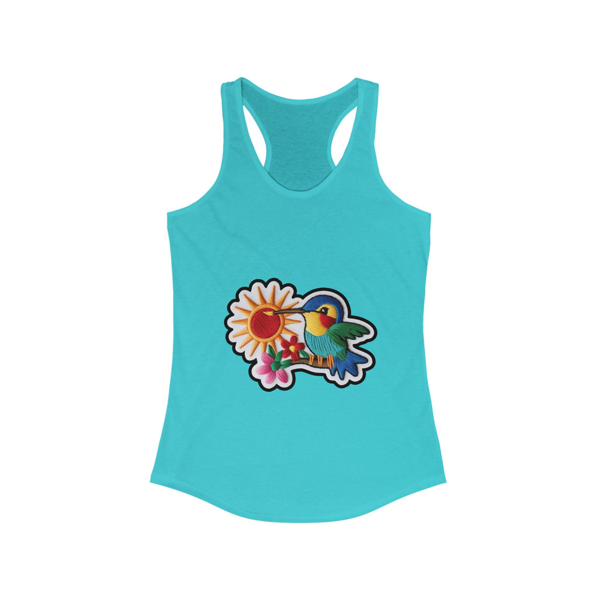Floral Hummingbird Racerback Tank for Women - Perfect Summer Top