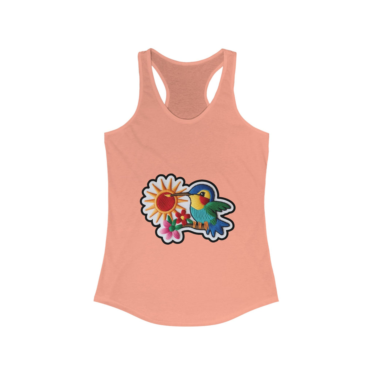 Floral Hummingbird Racerback Tank for Women - Perfect Summer Top