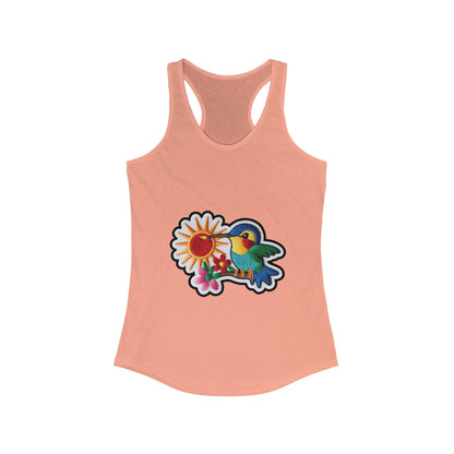Floral Hummingbird Racerback Tank for Women - Perfect Summer Top
