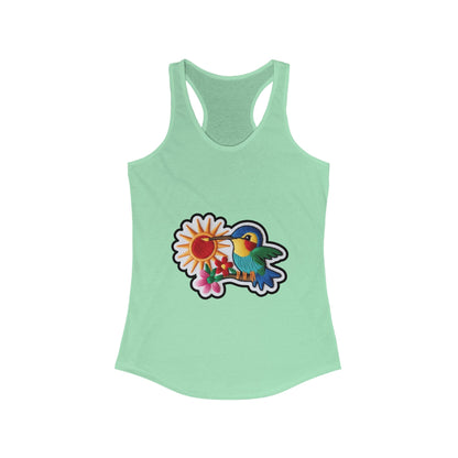 Floral Hummingbird Racerback Tank for Women - Perfect Summer Top