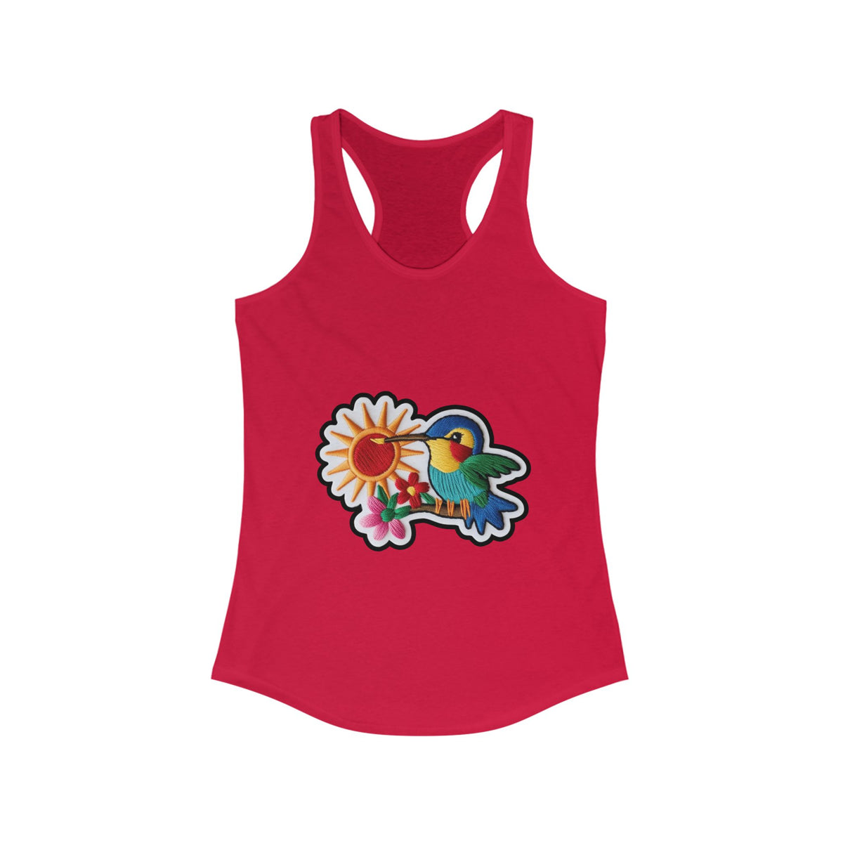 Floral Hummingbird Racerback Tank for Women - Perfect Summer Top