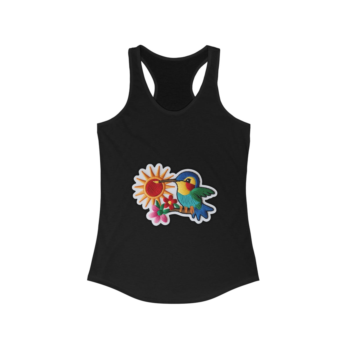 Floral Hummingbird Racerback Tank for Women - Perfect Summer Top