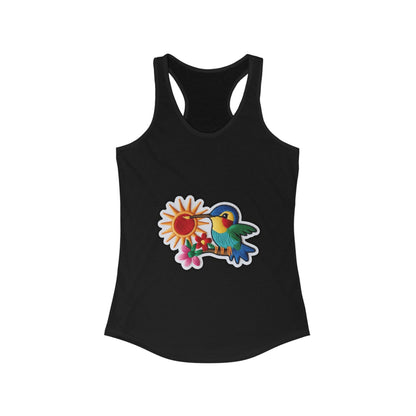 Floral Hummingbird Racerback Tank for Women - Perfect Summer Top