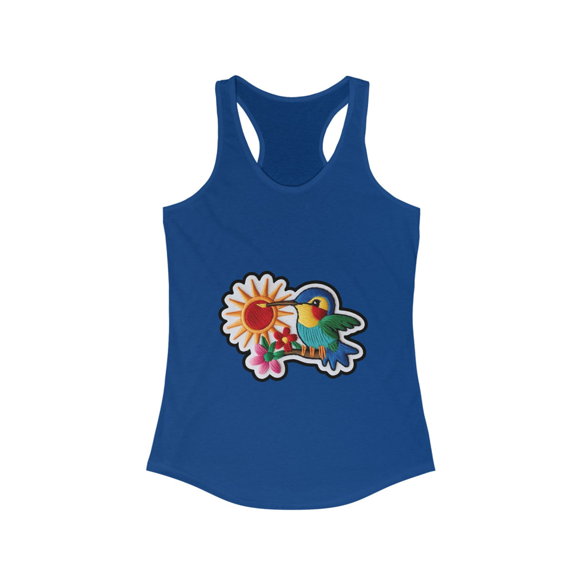 Floral Hummingbird Racerback Tank for Women - Perfect Summer Top