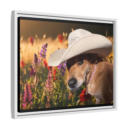 Canvas Wall Art - Peek-a-Boo Cowgirl Fanny in the flowers