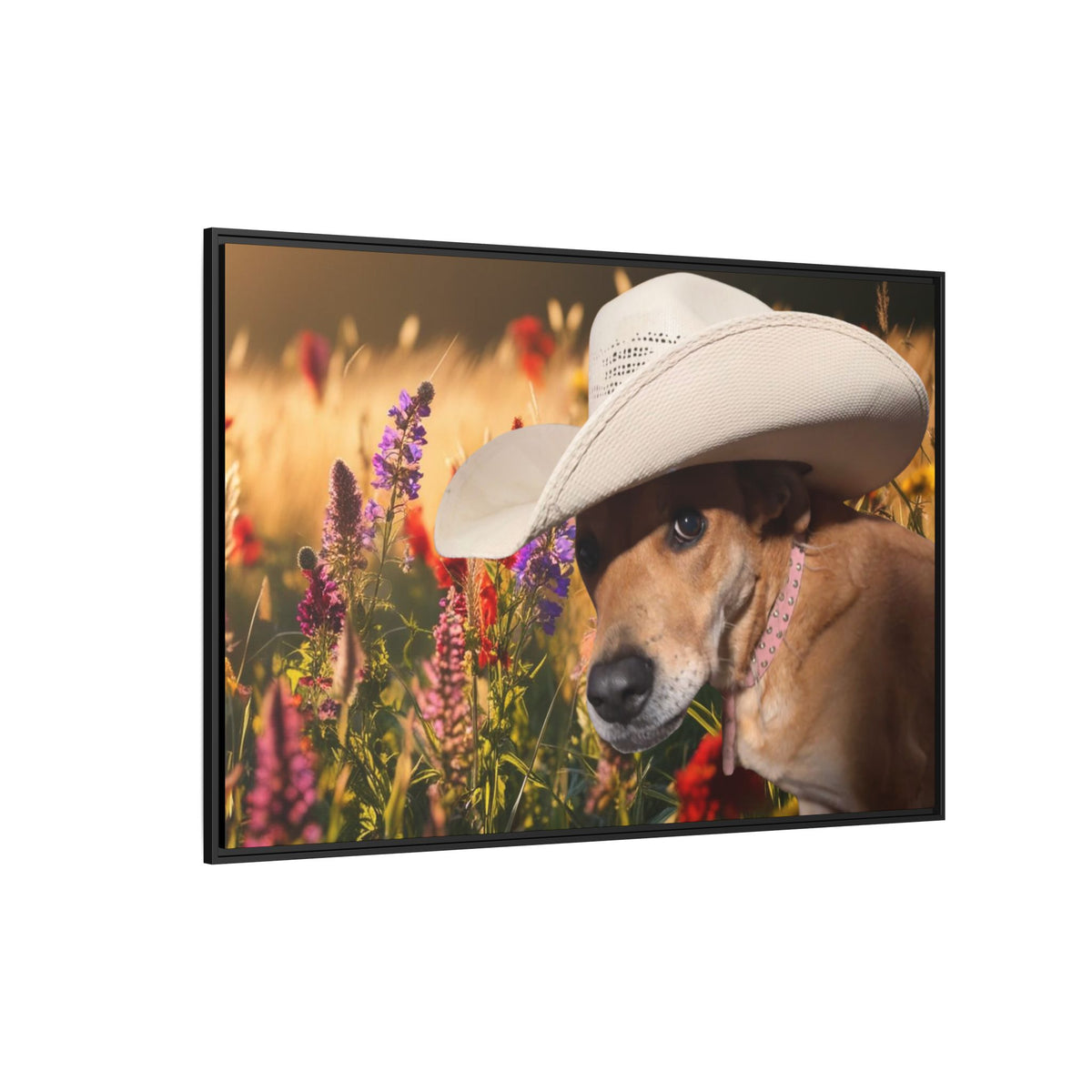 Canvas Wall Art - Peek-a-Boo Cowgirl Fanny in the flowers