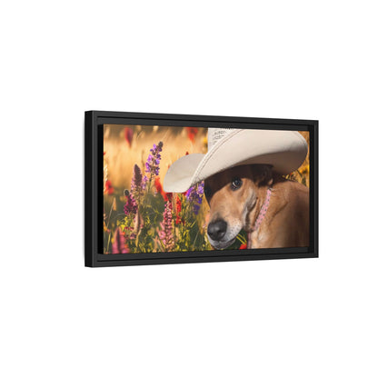 Canvas Wall Art - Peek-a-Boo Cowgirl Fanny in the flowers
