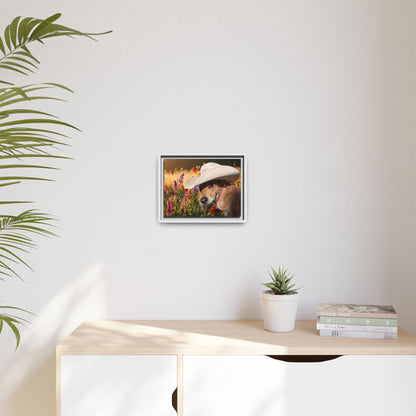 Canvas Wall Art - Peek-a-Boo Cowgirl Fanny in the flowers