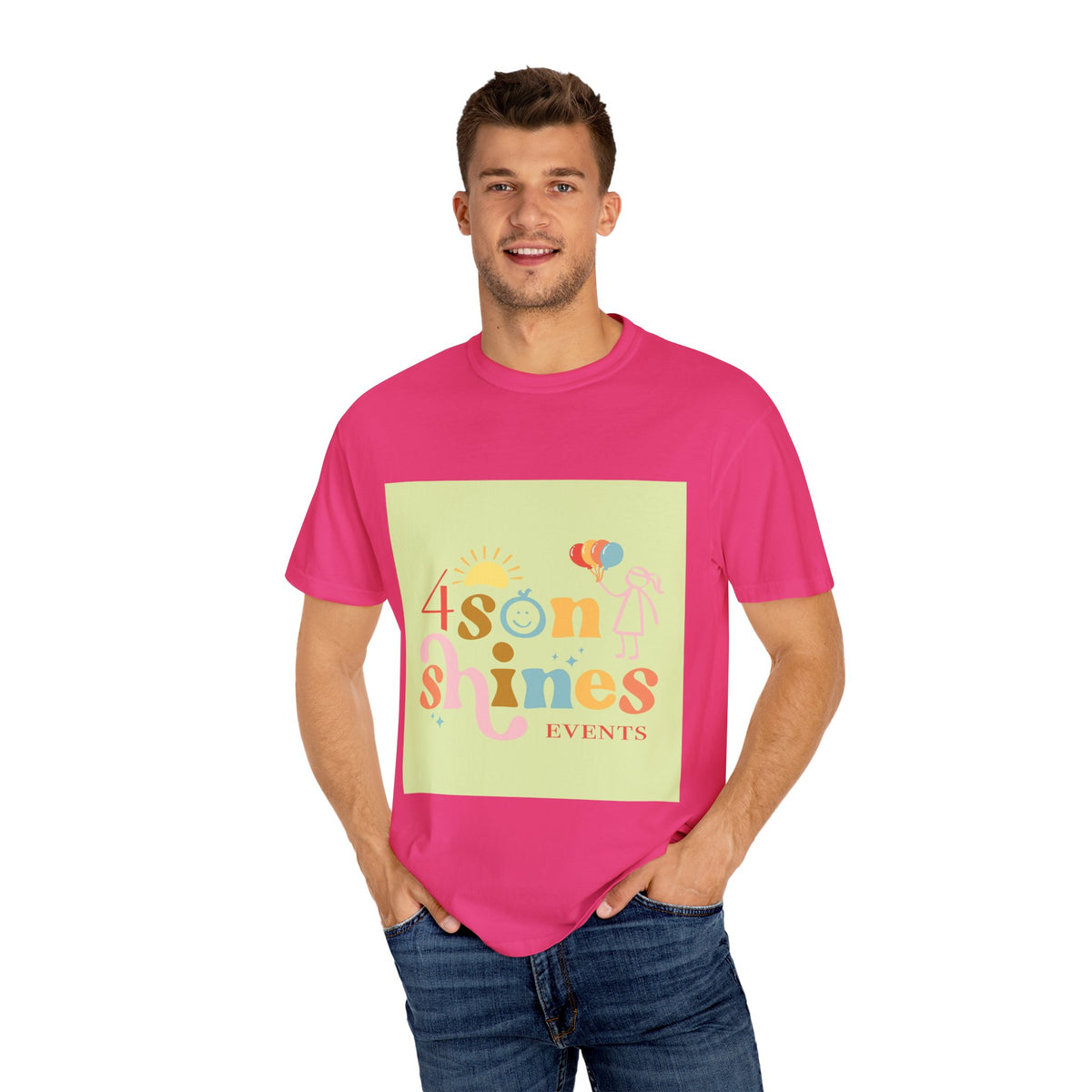 4 SonShines Events T-Shirt for Celebrations, Summer Festivities, Fun Gatherings, Family Reunions, Lightweight Fashion