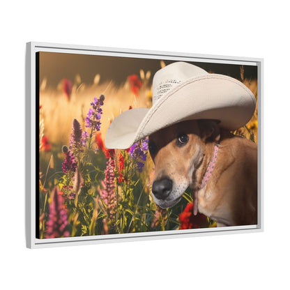 Canvas Wall Art - Peek-a-Boo Cowgirl Fanny in the flowers