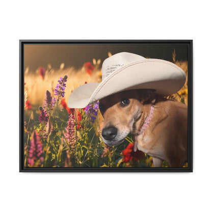 Canvas Wall Art - Peek-a-Boo Cowgirl Fanny in the flowers