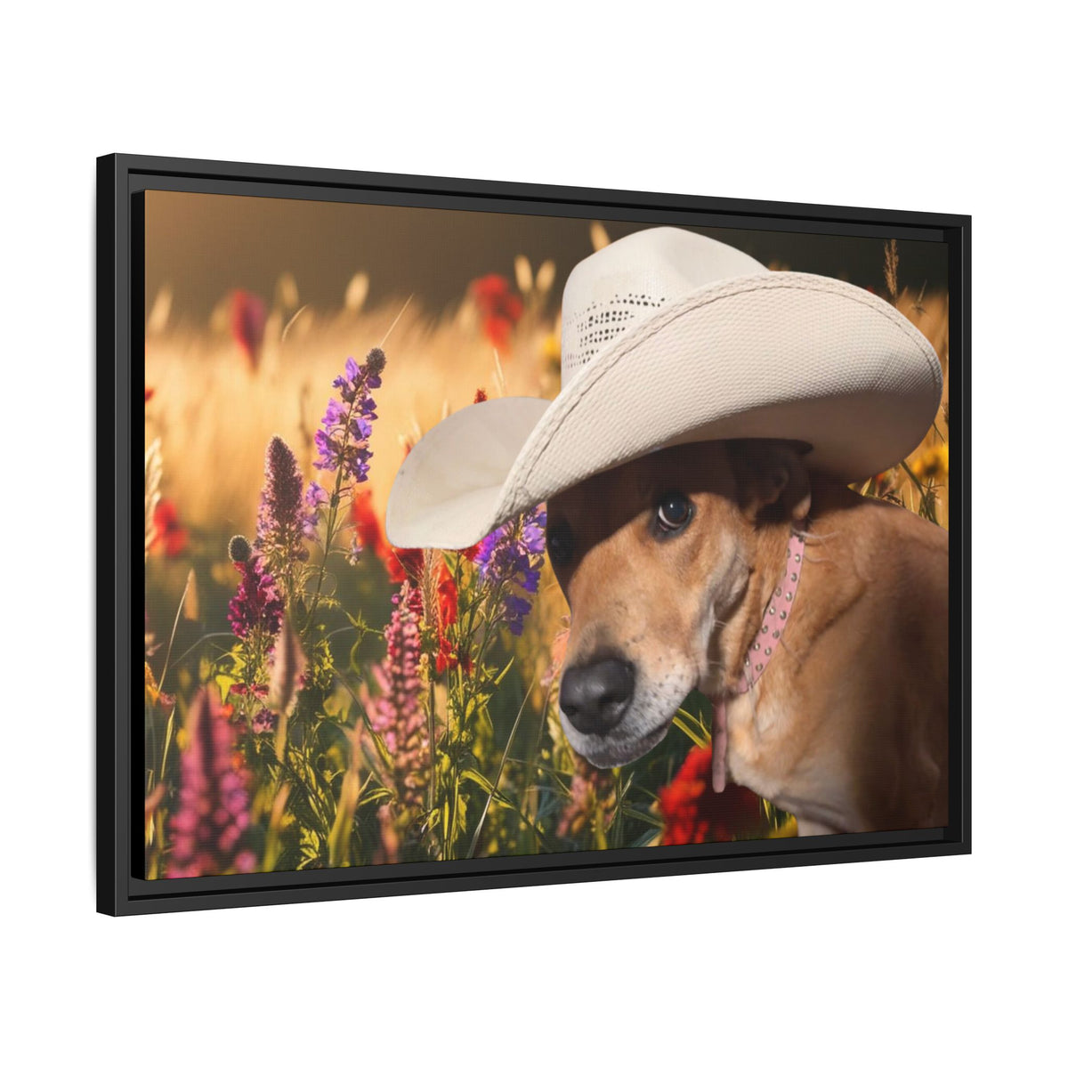 Canvas Wall Art - Peek-a-Boo Cowgirl Fanny in the flowers
