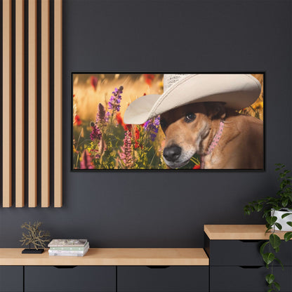 Canvas Wall Art - Peek-a-Boo Cowgirl Fanny in the flowers