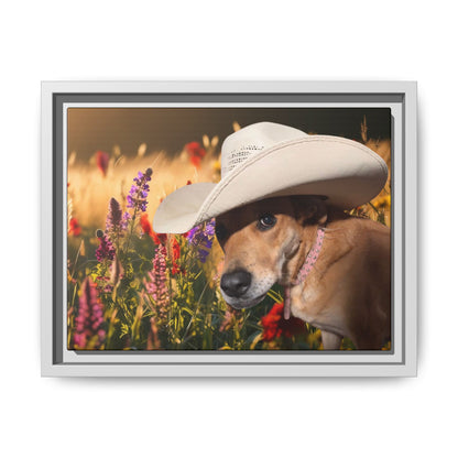 Canvas Wall Art - Peek-a-Boo Cowgirl Fanny in the flowers