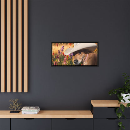 Canvas Wall Art - Peek-a-Boo Cowgirl Fanny in the flowers