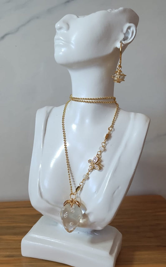 Strawberry Crystal Necklace – Handcrafted Mexican Artisanal Jewelry